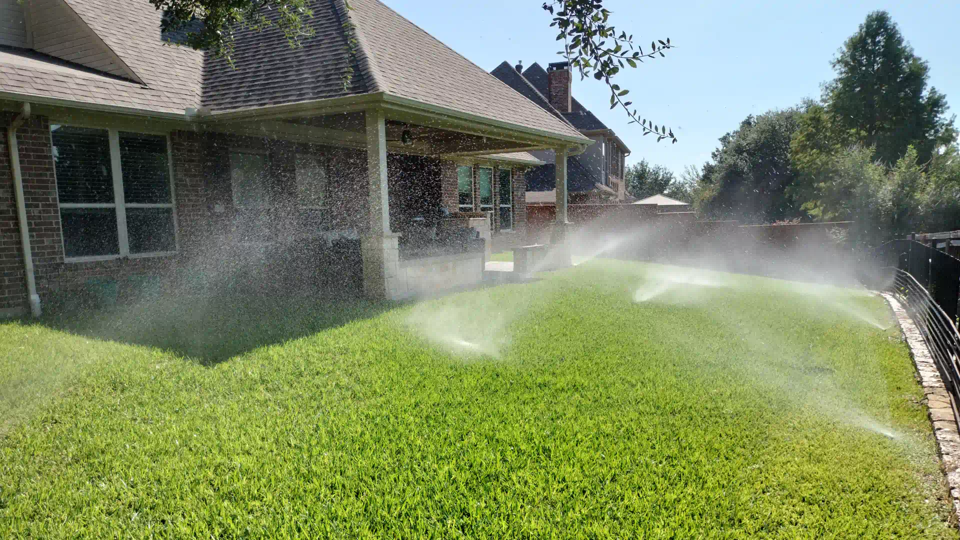 residential house with newly installed water irrigation